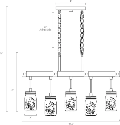 Miniatura 5 de LOG BARN Candelabros de granja para comedor, iluminación de isla de cocina con 5 tarros de masón, luces rústicas de isla de madera sintética