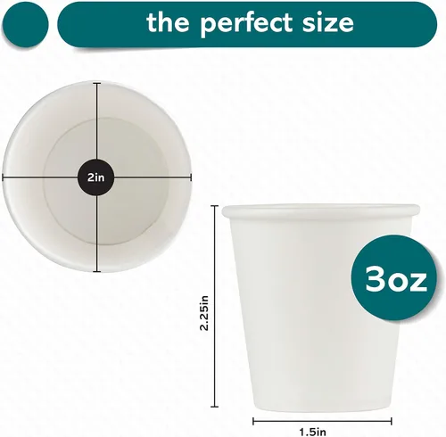 Miniatura 6 de ELEGANT DISPOSABLES [Paquete de 100 tazas de café] Tazas de papel desechables de 3 onzas – Taza de café, baño, expreso, enjuague bucal