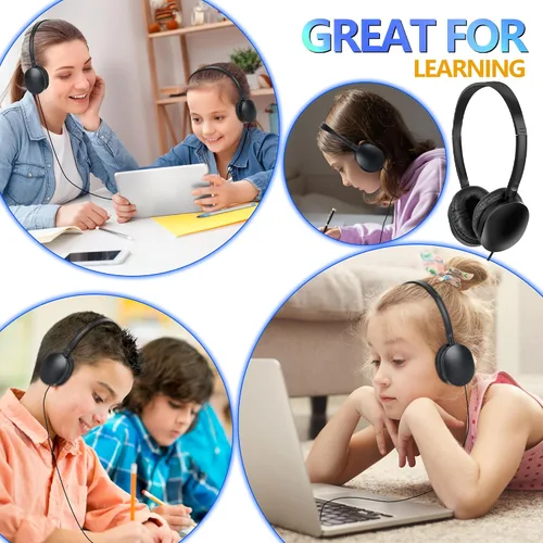 Miniatura 6 de Paquete de 30 audífonos para niños a granel para estudiantes escolares, niños, adolescentes, niños y niñas, auriculares al por mayor para aula