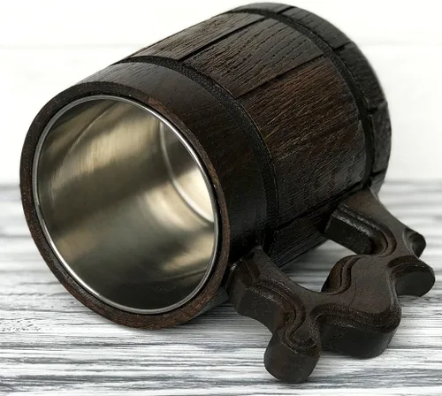 Miniatura 4 de Taza DnD. Taza de cerveza de madera. Taza de jugador. Jarra de cerveza de madera. Regalo para novio. Stein de madera. Regalo para D&D Tankard Geek.