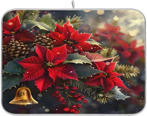 Miniatura 28 de Tapete de secado de platos, girasoles en madera, tapete de secado reversible absorbente de flores, tapete de secado de platos, tapete para secar