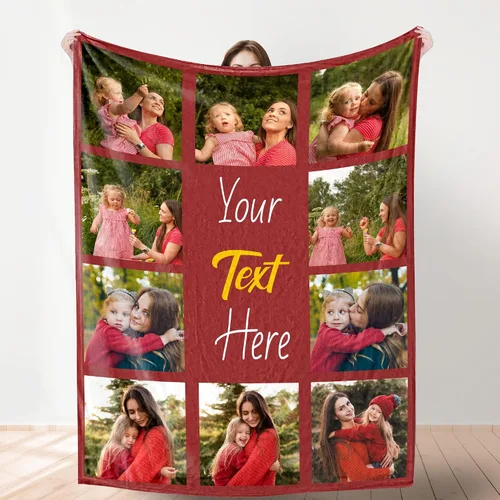 Miniatura 7 de YESCUSTOM Manta de fotos personalizada con 10 textos de fotos, fabricada en Estados Unidos, regalo para familiares, amigos, amantes para cumpleaños