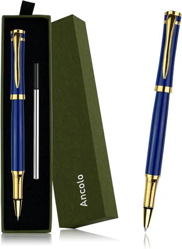 Ancolo Fancy Roller Pen Set de bolígrafo de lujo con 2 recambios de tinta negra - 0.028 in. Bonitos bolígrafos de regalo para mujeres o hombres.