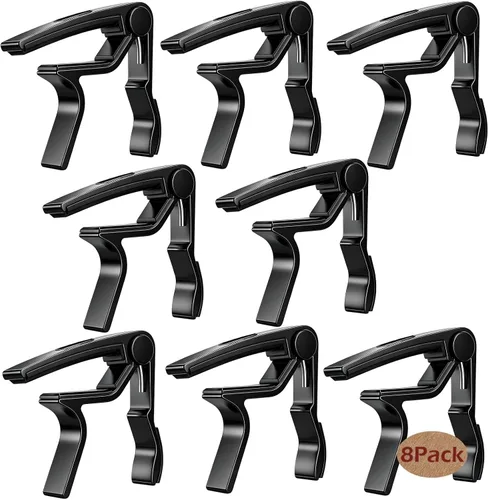 Miniatura 8 de Cejilla de guitarra, cejilla negra, soporte para púas en la cejilla para guitarra acústica y eléctrica, ukulele, mandolina, banjo (negro)