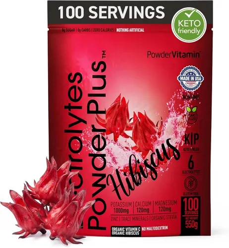 Miniatura 8 de Polvo de Electrolitos Plus (50 porciones), 0 calorías Keto, 0 azúcar, sin maltodextrina, 1000 mg de potasio, 120 mg de calcio, 120 mg de magnesio