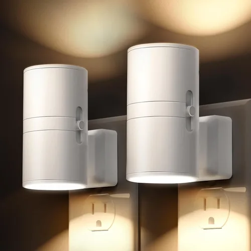 Miniatura 12 de L LOHAS LED Luz nocturna enchufable, paquete de 4, luces nocturnas regulables enchufables a la pared, luz nocturna con sensor de luz, blanco suave
