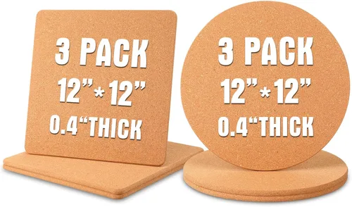 Juego de 6 salvamanteles de corcho de 12 pulgadas para platos calientes, juego de posavasos de corcho grueso de alta densidad para platos calientes