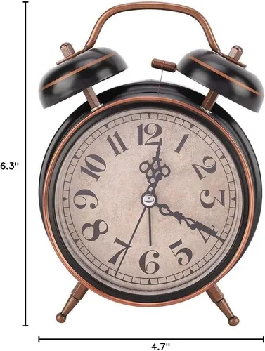 Miniatura 10 de AUNMAS Reloj despertador vintage, alarma de campana doble con esfera luminosa brillante, gestión de tiempo de noche retro para adultos con sueño