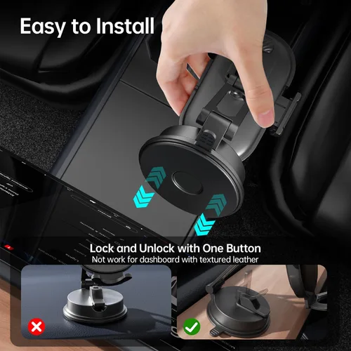 Miniatura 2 de Soporte universal para teléfono Tesla [soporte de metal plegable de rotación de 360°] Soporte de teléfono actualizado al vacío para Tesla