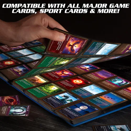Miniatura 5 de Monster - Carpeta para tarjetas coleccionables de 12 bolsillos (4 x 3), álbum azul mate, páginas únicas de carga lateral antirrobo y protección