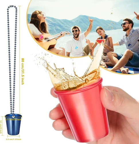 Miniatura 3 de 48 piezas de chupito en el collar, collar de chupito de plástico, taza de despedida de soltera, collar de cristal con cuentas para novia y novio