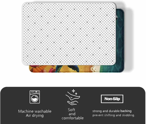 Miniatura 6 de Feelyou Tapete de baño antideslizante con estampado plateado con purpurina (sin purpurina), color gris, lanudo y absorbente, para piso de diamante