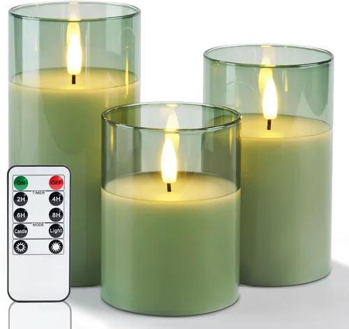 Miniatura 16 de Amagic Velas de cristal transparente sin llama que funcionan con pilas, temporizador, control remoto, velas LED de pilar, funcionan