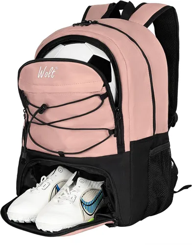 Miniatura 14 de WOLT - Mochila para balón de fútbol juvenil, bolsa deportiva con soporte para balón y compartimento para zapatos, para fútbol, fútbol americano