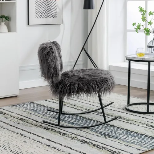 Miniatura 4 de KEVINSPACE Mecedora moderna, moderna silla ligera tapizada para cuarto de bebé, silla mecedora para guardería, cómoda silla de acento cargada