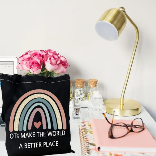 Miniatura 3 de GJTIM OT Gift Ocupacional Terapia Trabajador Regalo Rainbow Canvas Tote Bag OTs Make the World A Better Place OT Regalo de jubilación, Negro