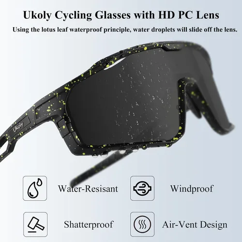 Miniatura 2 de Ukoly Gafas de sol para ciclismo, correr, béisbol, pesca y golf para hombres y mujeres, gafas de sol deportivas con lente HD UV400 de 620
