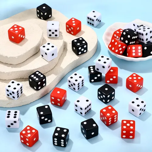 Miniatura 6 de Seenelling Juego de 36 dados para fiesta temática de casino de 0.79 pulgadas, acrílico grande, D6, opacos, a granel, para juegos de mesa
