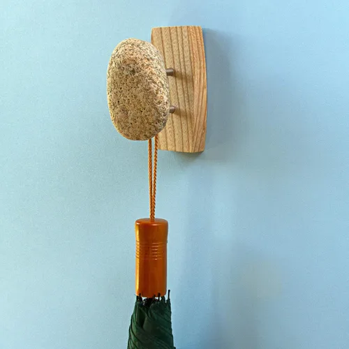 Miniatura 6 de Sea Stones Coast Hook - Gancho para abrigos, seleccionado a mano, gancho de pared de piedra natural con elegante placa trasera de madera, cuelga tus