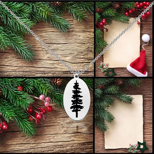 Miniatura 6 de FEELMEM Collar con dije de pino, árbol de pino, aventura y viaje, joyería para entusiastas del aire libre, regalo