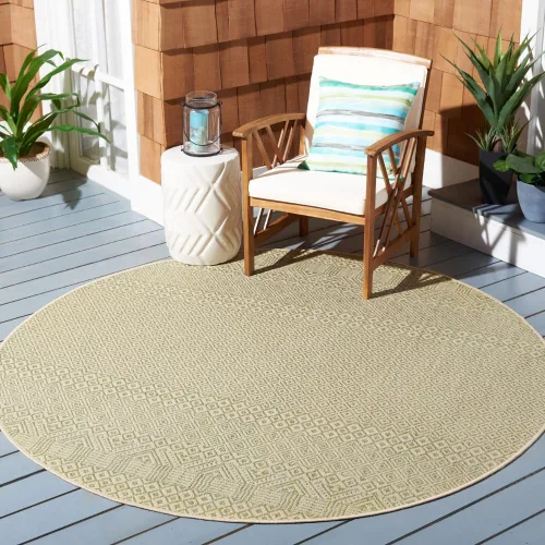Miniatura 57 de SAFAVIEH Alfombra lavable para exteriores, colección Courtyard de 2.3 x 6.7 pies, beige y azul aguamarina, no desprende pelusa y es fácil