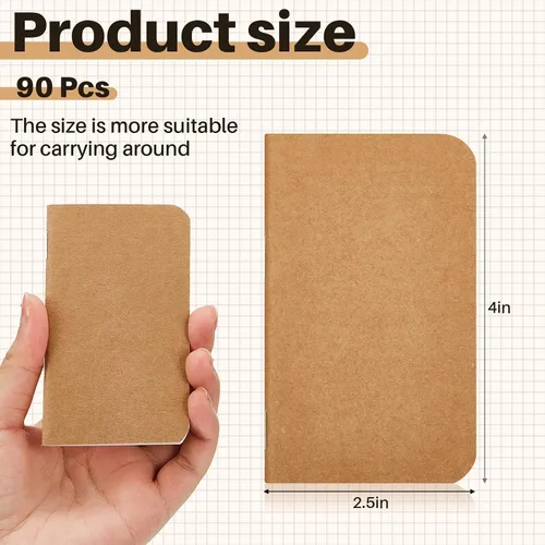 Miniatura 2 de Outus 90 cuadernos pequeños a granel de 2.5 x 4 pulgadas, cuadernos pequeños de papel de estraza de bolsillo de tapa suave para regalos