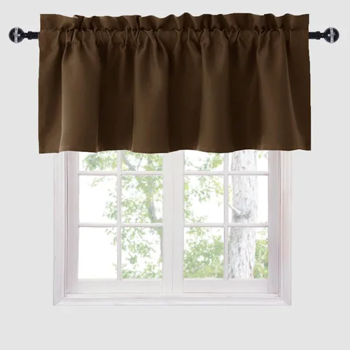 Miniatura 10 de Hiasan - Cortinas de cenefa negras con bolsillo para barra, cortinas opacas para ventanas de cocina, 52 x 18 pulgadas de largo, 1 panel Negro