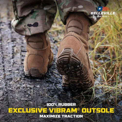 Miniatura 3 de Belleville Khyber TR550 8" Combat Boots for Men - Lightweight Hot Weather Multi-Terrain Army OCP ACU Coyote Brown Leather and Nylon with Vibram