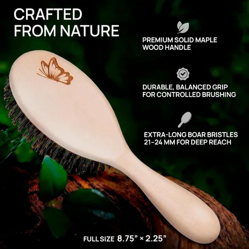 Miniatura 6 de Calcuta Max - Cepillo de cerdas de jabalí extra rígido 100% puro, perfecto para cabello grueso, mango de madera de fresno térmico, cepillo