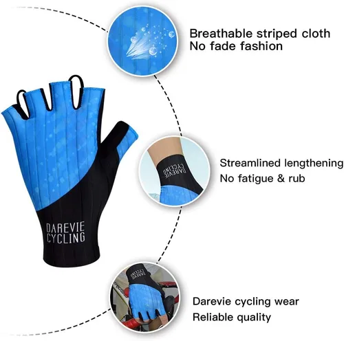 Miniatura 4 de Darevie Guantes de ciclismo de alta velocidad, guantes de ciclismo de medio dedo, guantes de ciclismo absorbentes de impacto, transpirables