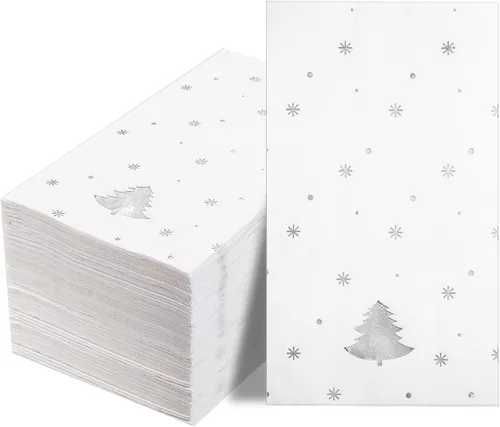 Miniatura 9 de WDF Paquete de 100 Servilletas Navideñas Verdes Desechables - Servilletas de Papel de Árbol de Navidad de 3 Capas, Servilletas Navideñas Verdes