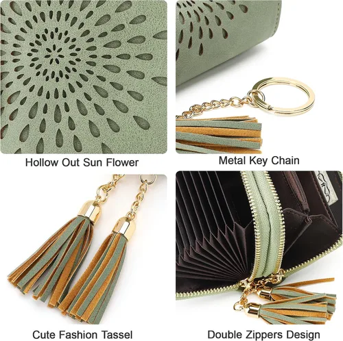 Miniatura 4 de APHISON RFID - Porta tarjeta de crédito con cremallera carteras pequeñas para mujer en cuero estilo girasol para mujer y niña caja de regalo 1927
