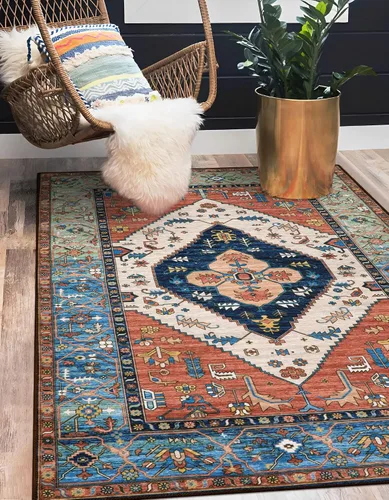 Miniatura 25 de Lahome - Tapete con diseño bohemio, pequeño, antideslizante, lavable, ultradelgado, con estampado oriental desgastado, para entrada, cocina