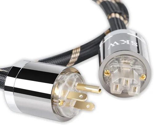 Miniatura 2 de SKW Upgrade C15 Audiophile Cable de alimentación de cobre de ultra alta pureza, cable de alimentación macho a hembra, enchufe de EE. UU.