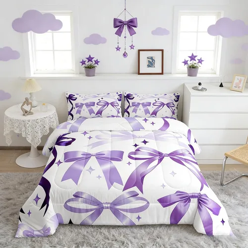 Miniatura 37 de Castle Fairy Rose Lipstick Bedding Set Elegant Quilted Comforter Set Twin Size,Women Cosmetic Duvet Insert with 1 Pillow Sham for Kids Boys Girls