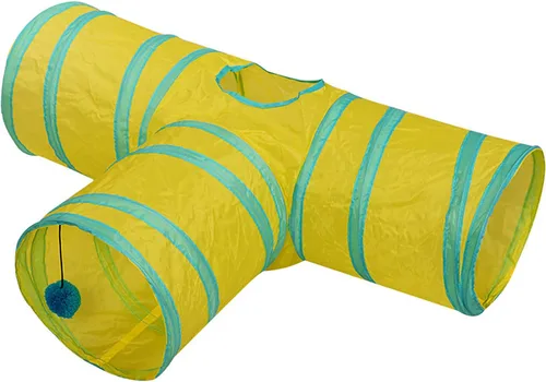 Miniatura 6 de Túnel de 3 vías para gatos plegable para mascotas, juguete de tubo con arrugas y bolas, juguete para gatos, perros pequeños, gatitos, conejos, CT097