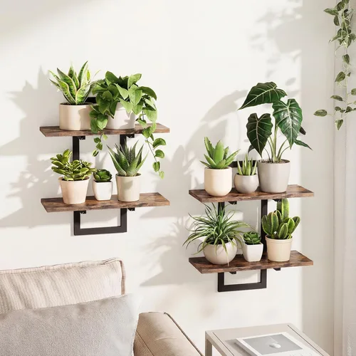 Miniatura 8 de Bamworld Estantes flotantes para macetas de pared para plantas de interior, estantes colgantes, soporte para plantas, decoración de pared, soporte