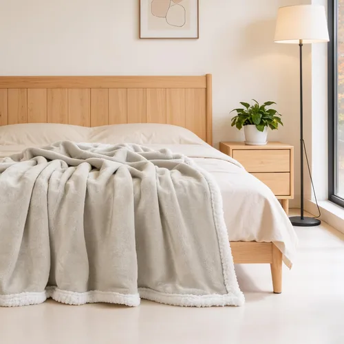 Miniatura 5 de Beautex Manta de Vellón Sherpa Beige Crema, Manta Suave y Esponjosa de Franela y Felpa, Manta Acogedora y Suavísima para Sofá, Cama y Adultos