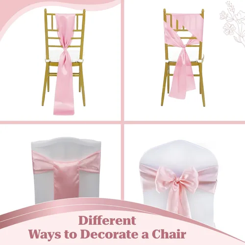 Miniatura 59 de mds - Lote de 10 lazos de satén para sillas de boda y eventos, para decoración de fiestas, 30 colores, Satin, 10 Verde oliva