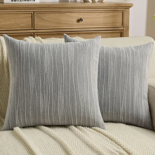 Miniatura 7 de FUTEI Paquete de 2 fundas de cojín de felpilla de 16 x 16 pulgadas, fundas de cojín decorativas con textura de línea suave, decoración moderna