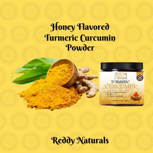 Miniatura 4 de Reddy Naturals Curcumina en polvo de cúrcuma con piperina de pimienta negra, 95% curcuminoides, sabor a miel, apoyo articular y de movilidad, mezcla