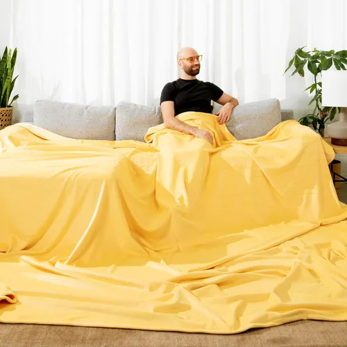 Miniatura 25 de Big Blanket Co Original Stretch Ballerina - Manta gigante extra grande de 6 x 6 pies, suave, elástica, lavable a máquina, se adapta a toda la familia