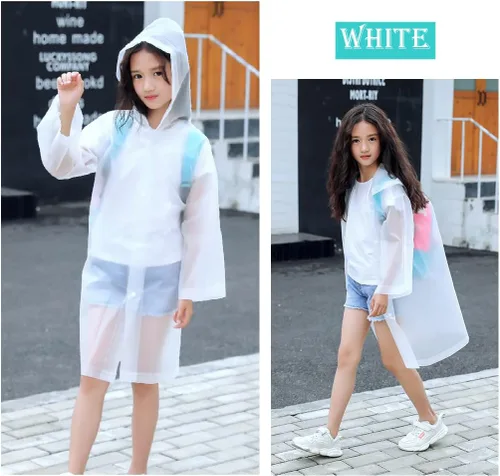 Miniatura 7 de Poncho de lluvia para niños Impermeable, Paquete de 2-5 Abrigos de lluvia reutilizables de EVA para niños y niñas de 6-14 años, Equipo de chaquetas