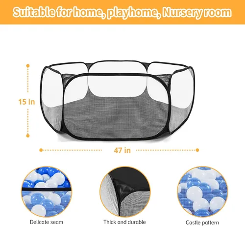 Miniatura 4 de STARBOLO Tienda de campaña para niños con pelotas, plegable para niños pequeños, piscina de pelotas, valla de gateo para interiores y exteriores