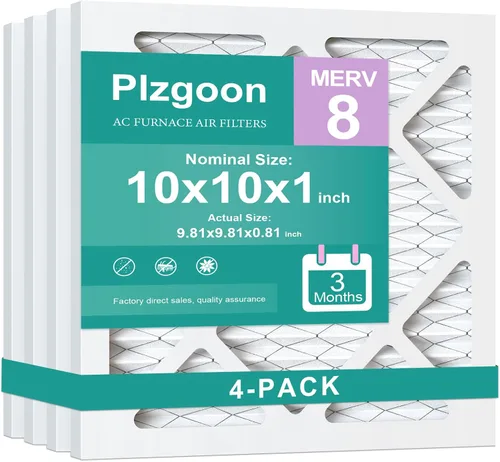Filtros de Aire 10x10x1 MERV 8 MPR 600 Paquete de 4 Filtros Plisados para Hogar HVAC AC Calefacción Filtros de Aire Acondicionado para Casa Oficina