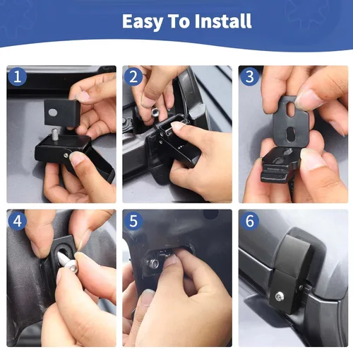Miniatura 5 de RT-TCZ Juego de pestillos para capó, con bloqueo, para Jeep Wrangler JK JKU JL JLU Gladiator JT 2007-2024, accesorios exteriores negros, 2 piezas