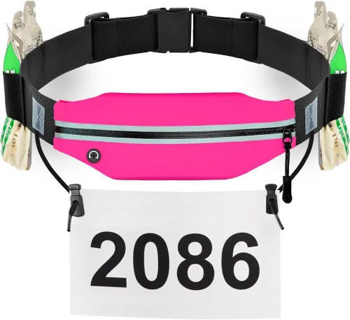 RJ-Sport Cinturón de triatlón con bolsa, soporte para babero con número de carrera con 6 trabillas de gel, ideal para correr, ciclismo y maratón 06