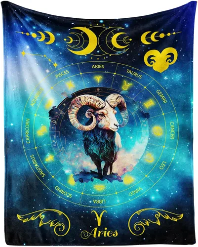 Miniatura 19 de Manta del zodiaco Tauro, manta de franela de 50 x 40 pulgadas, manta de franela con temática de astrología y estrellas y vibrante, manta suave