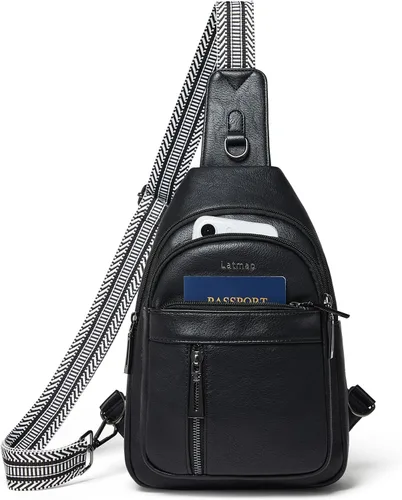 Miniatura 19 de LATMAP 7L Bolsa de Cintura para Hombres y Mujeres Mochila de Cadera Riñonera Bandolera Bolso de Hombro Cinturón de Viaje Bolso de Mano de PU Cuero