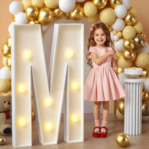 Miniatura 28 de imprsv Letras de marquesina iluminadas, letras de mosaico de 1.2 m con luz para decoración de baby shower, graduación, gran J para decoraciones